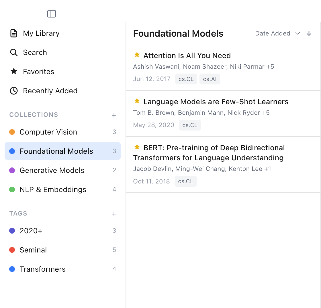 Collection view in sidebar