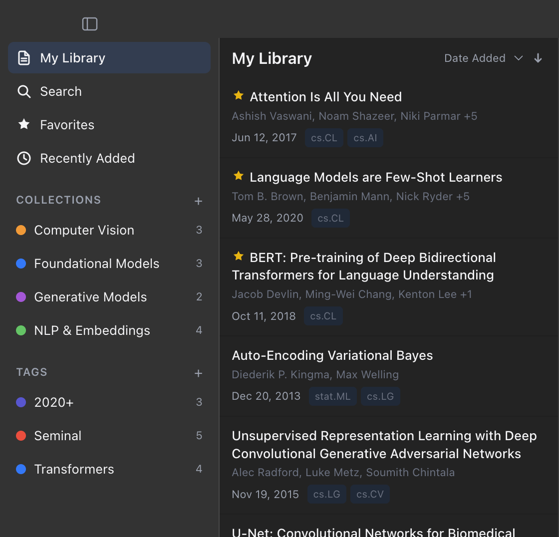 PaperShelf in dark mode