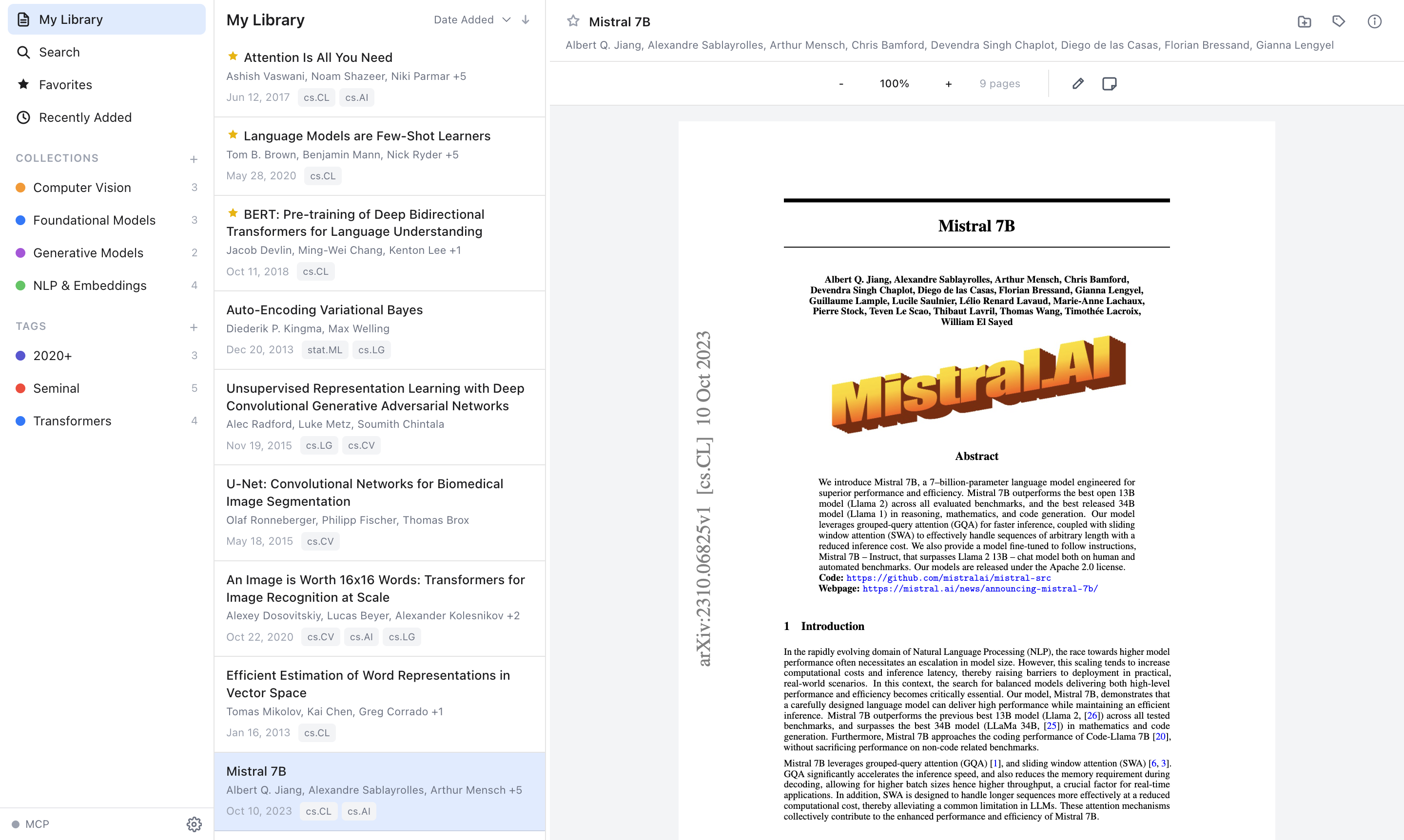 PaperShelf library view showing organized research papers